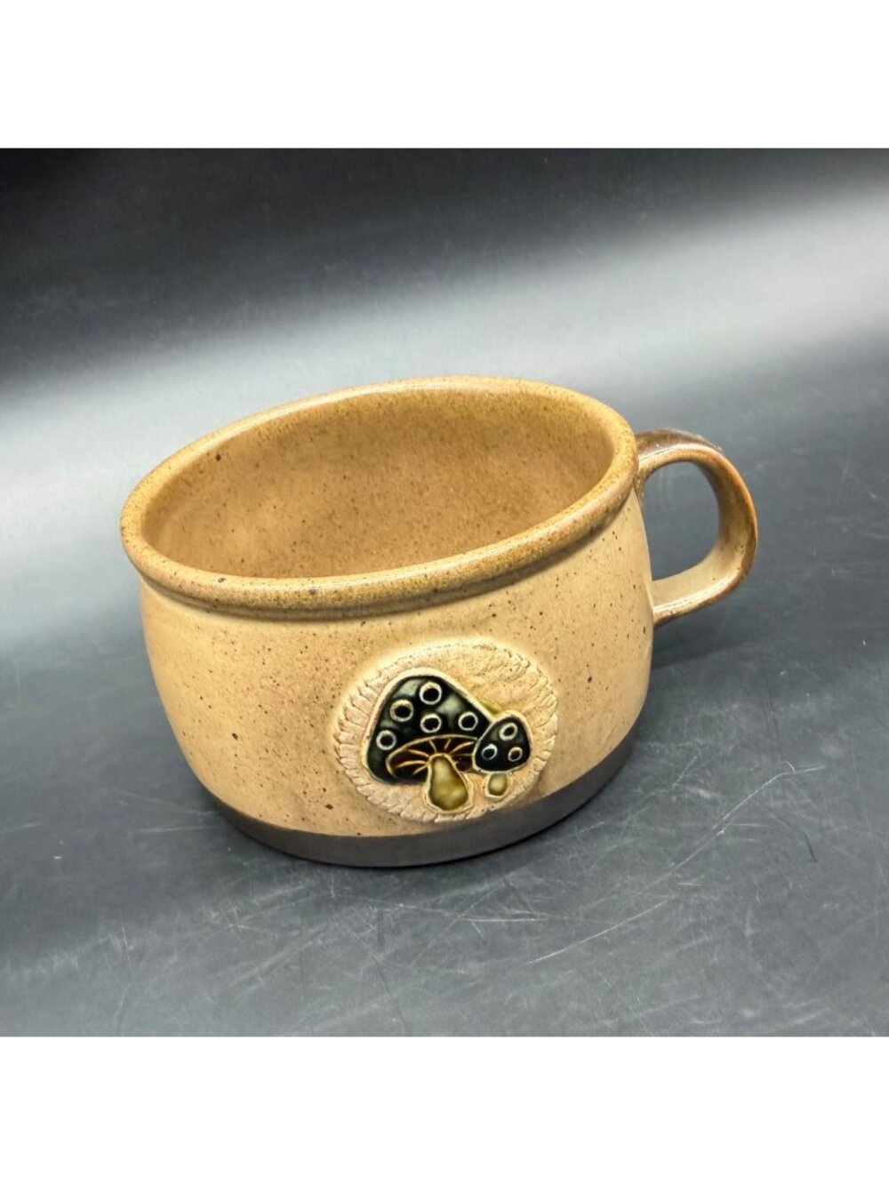 Vintage Mushroom Soup Mug Stoneware Otagiri Japan 1970s Earth Tone Rustic Retro
